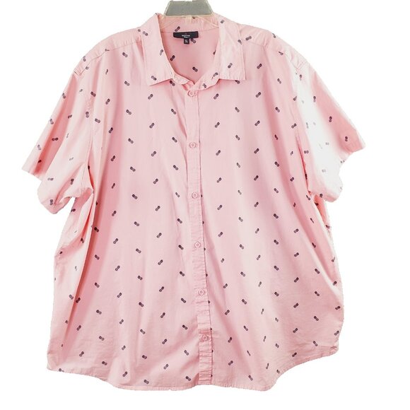 Mountain Ridge Mens Long Sleeve Shirt 4XL Pink with Pineapples Pattern - Picture 4 of 9